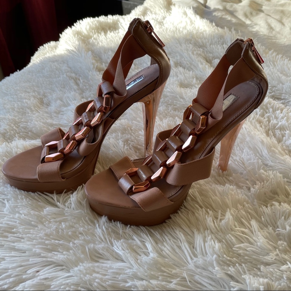 Nude and Rose Gold Platform Heels - Picture 4 of 10